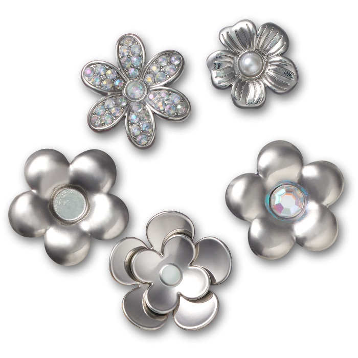 Monochrome Slvr Flwrs 5 Pack