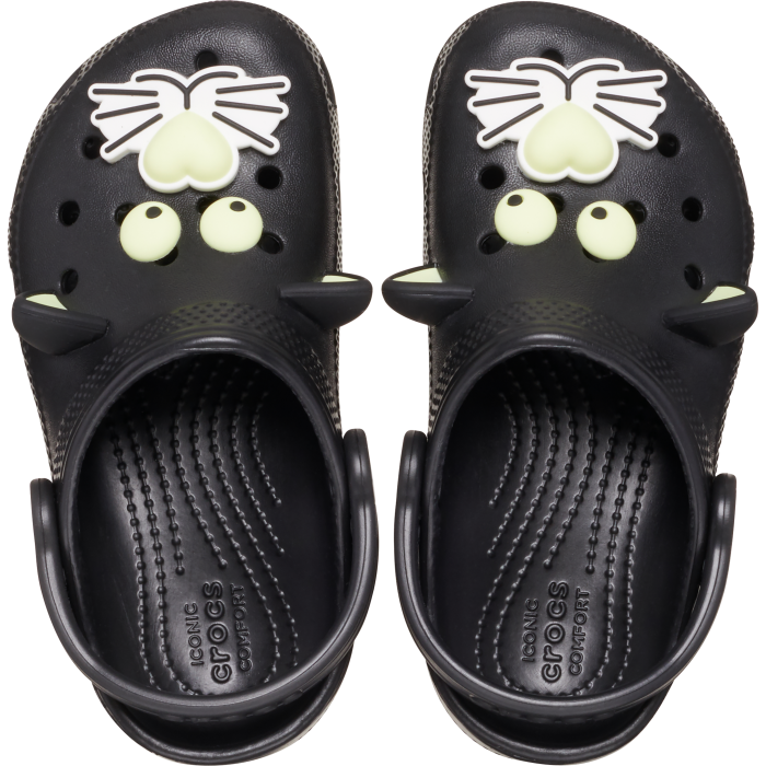 Toddler Classic Glow-In-the-Dark Black Cat Clog