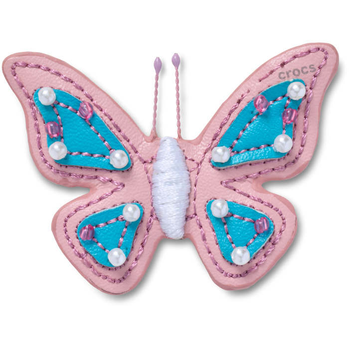 Faux Leather Pink Butterfly