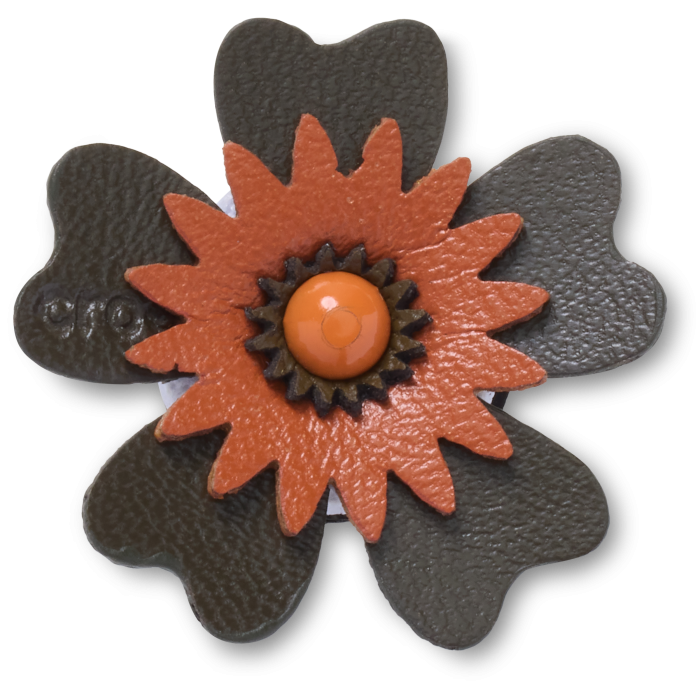Faux Leather Brown Flower