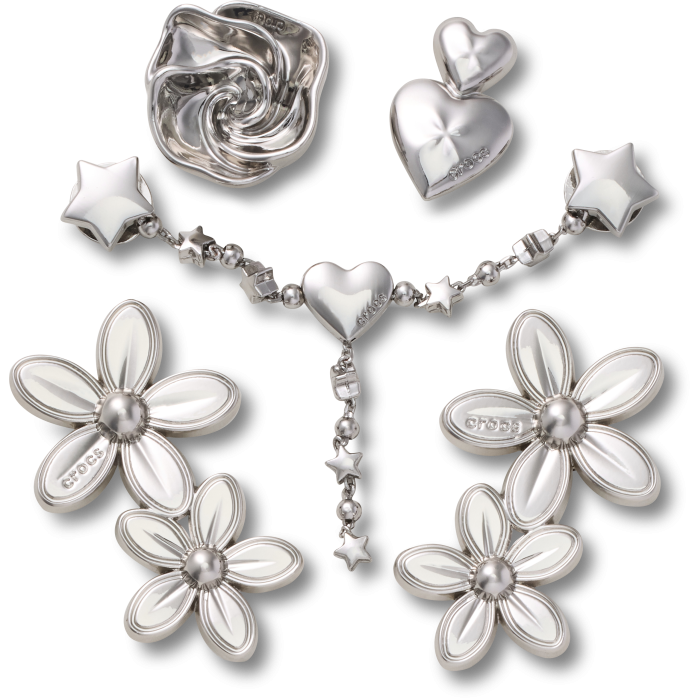 Silver Meta Floral 5 Pack